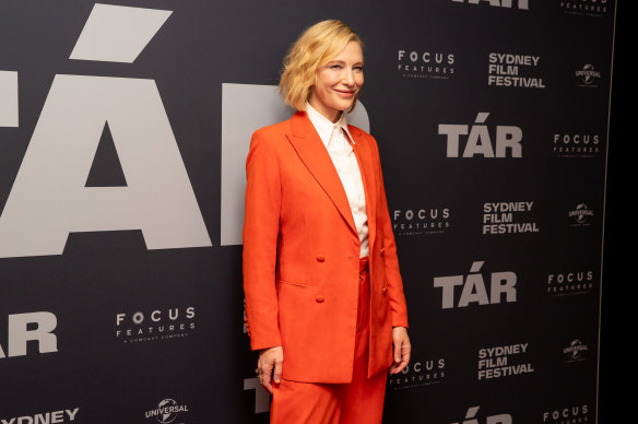 Cate Blanchett sur le tapis rouge lors d'une avant-première de Tar à Sydney.