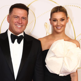 Karl Stefanovic et Jasmine Yarbrough aux Logies de l'année dernière sur la Gold Coast.