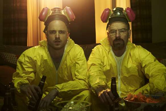 Aaron Paul et Bryan Cranston dans Breaking Bad, l'une des émissions touchées par la grève de 2007.