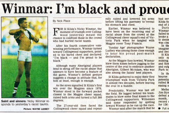 La première page de Sunday Age en 1993.