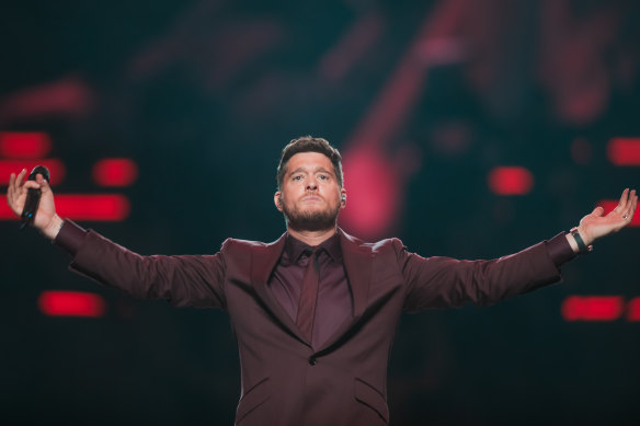 Michael Buble à l'aréna Rod Laver hier soir.