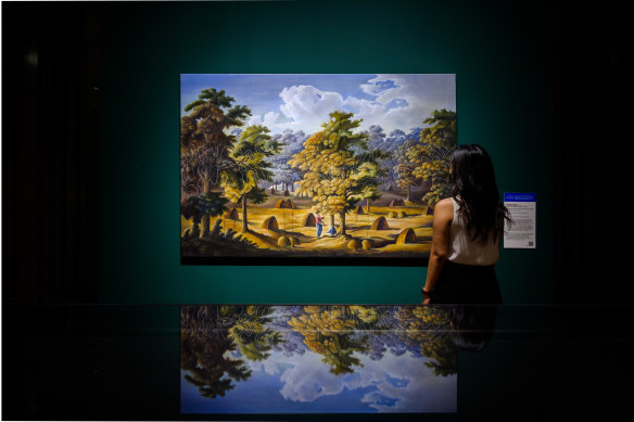 Christopher Pease, Peuples Minang/Wardandi/Bibbulmun, Wrong side of the Hay, 2005, vue d'installation, Ever Present : First Peoples Art of Australia, National Gallery, Singapour, 2022.