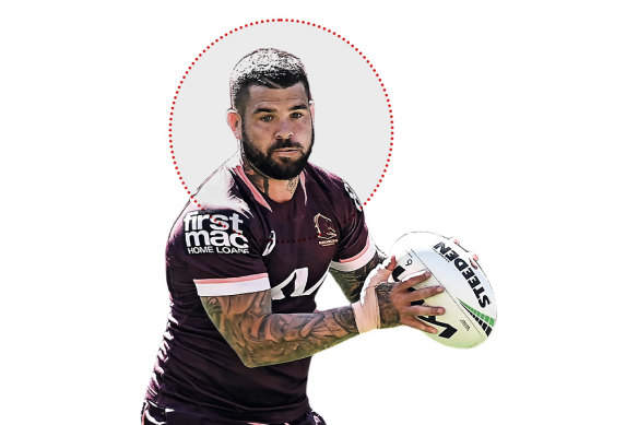 Le demi-arrière des Brisbane Broncos Adam Reynolds.