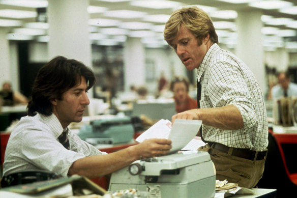 Robert Redford, à droite, et Dustin Hoffman dans All the President's Men d'Alan Pakula.