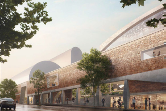 Le nouveau bâtiment de faible hauteur le long de la rue Harris.