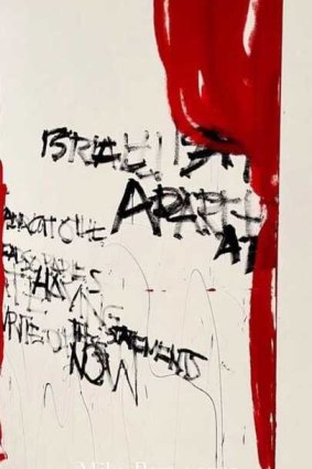 Sur la photo : une œuvre créée par Mike Parr samedi, qui aurait conduit la galeriste Anna Schwartz à décider de ne plus le représenter.