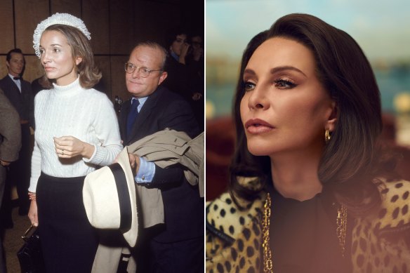 Truman Capote escorte Lee Radziwill à une réception au Four Seasons New York le 5 novembre 1969 ; Calista Flockhart dans le rôle de Radziwill dans