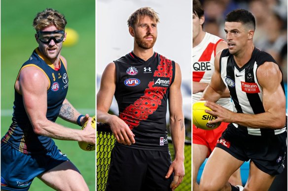 Rory Sloane d'Adélaïde, Dyson Heppell d'Essendon et Scott Pendlebury de Collingwood approchent tous de la fin de leur carrière.