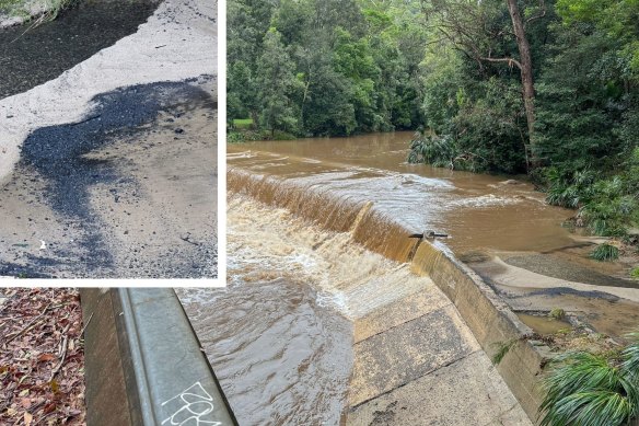 Déchets de charbon sur la chaussée supérieure de la rivière Hacking, dans le parc national Royal, en aval des mines de charbon métropolitaines, pendant le week-end.