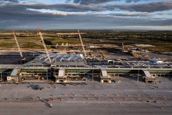 Travaux de construction à l’aéroport international de Western Sydney ce mois-ci.