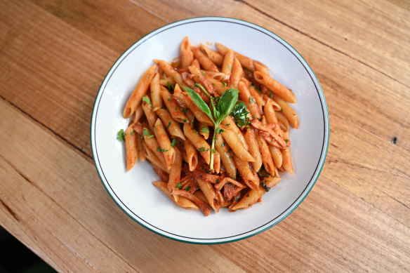 Les penne amatriciana chez Tiamo.
