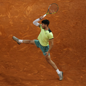 Carlos Alcaraz en action à l'Open de Madrid début mai.