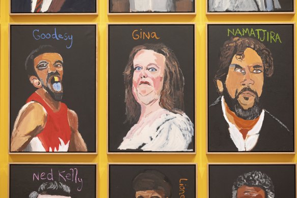 Portrait de Gina Rinehart par Vincent Namatjira à la National Gallery of Australia.