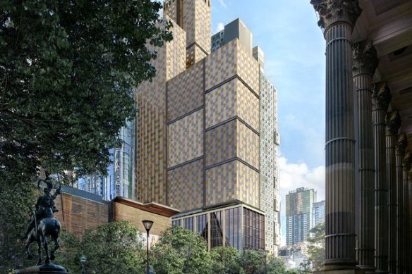 Rendu de la tour Scape projetée, State Library Exchange, au 393 Swanston Street.