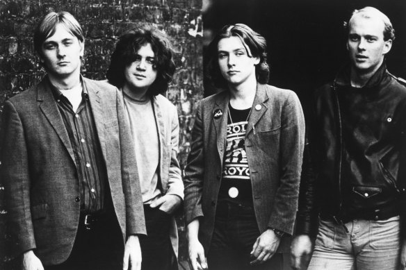 Les Saints, de gauche à droite, Ed Kuepper, Chris Bailey, Kym Bradshaw et Ivor Hay, vers 1977.