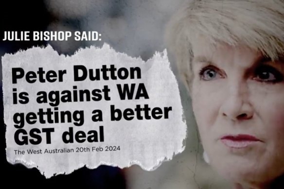 Julie Bishop fait partie des libéraux les plus en vue dans la publicité du Parti travailliste.