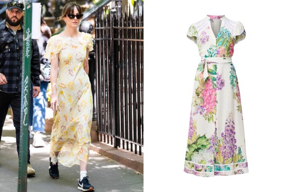 De gauche à droite : Dakota Johnson ; robe « Cristina ».