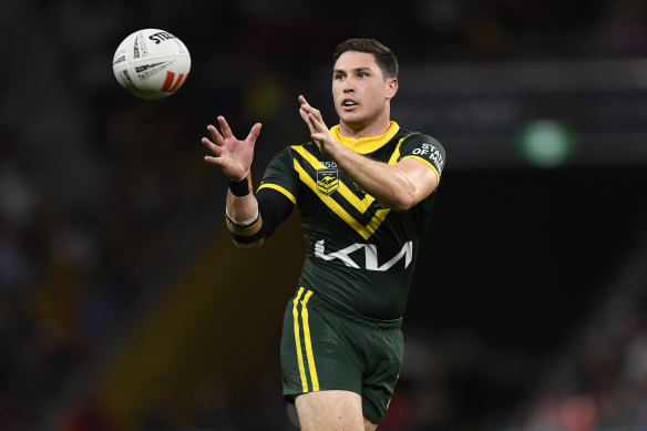 Mitchell Moses lors de ses débuts avec les Kangourous contre les Tonga.