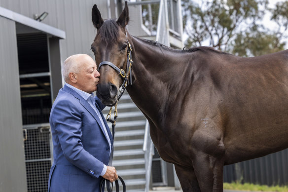 Tony Ottobre et Pride Of Jenni en préparation du Cox Plate de cette année.