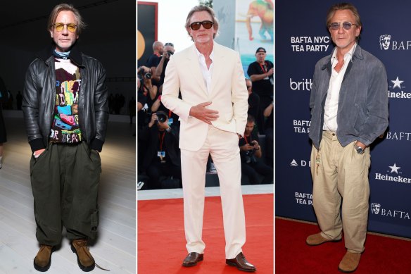 Daniel Craig : au premier rang chez Loewe, Paris en septembre ; portant Loewe au Festival du Film de Venise ; au BAFTA Tea Party 2024, The Pierre Hotel, New York, portant les lunettes de soleil Dr Peppers et Jacques Amrie Mage.