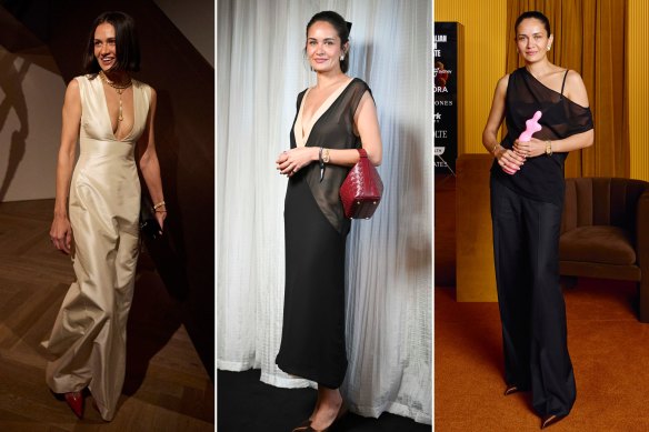 La créatrice de Beare Park, Gabriella Pereira, porte la robe Eleanor de Beare Park lors de la fête d'anniversaire de l'EVH à Sydney en septembre ; le jour de la Melbourne Cup en novembre ; aux Australian Laureate Awards, après avoir remporté le titre de Designer émergent de l'année, en novembre.