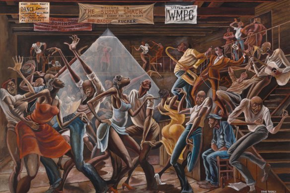 The Sugar Shack (1971) d'Ernie Barnes : une fête si bonne qu'elle a fait deux pochettes d'album.