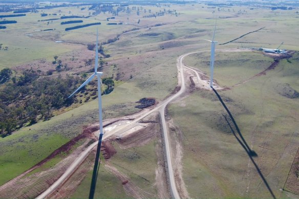 Le parc éolien Crookwell 2 de 96 mégawatts de GPG Australie, près de Goulburn en Nouvelle-Galles du Sud.