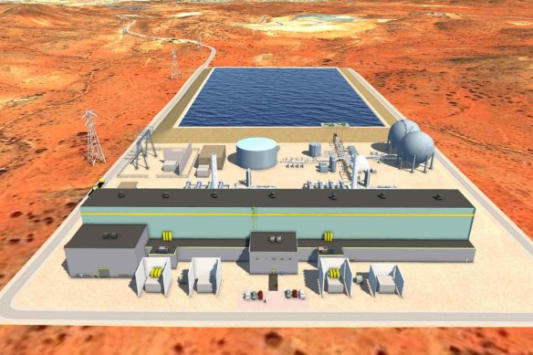 Artistes Rendu de Silver City Energy Project à Broken Hill, développé par Hydrostor.