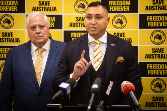 Magnat minier Clive Palmer avec le sénateur victorien Ralph Babet.