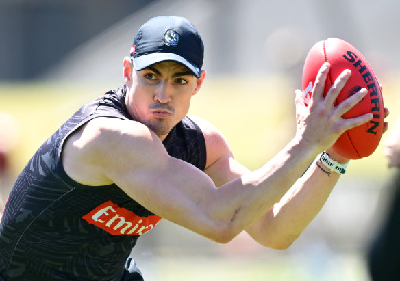 La star de Magpies, Brayden Maynard, s'est fortement entraînée vendredi avant l'ouverture de la saison.