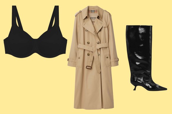 Un bon soutien-gorge, une tranchée vintage et des bottes souples sont en tête pour Jess King.