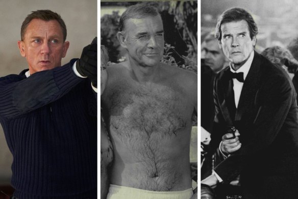 Old Bond: Daniel Craig, Sean Connery et Roger Moore dans leurs dernières sorties en tant que super espion - tous dans la cinquantaine.