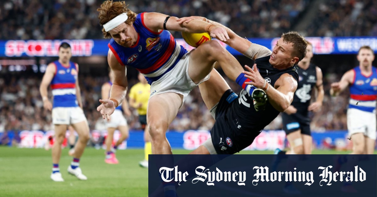 Les Bulldogs occidentaux étouffent Carlton Blues dans le thriller Marvel Stadium; Michael Voss; Tom Liberatore; Patrick Cripps; Sam Darcy; résultats; fixation