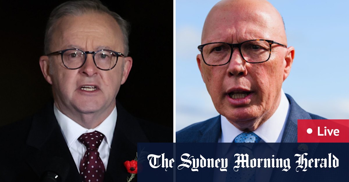 Anthony Albanese, Peter Dutton reprend la campagne électorale fédérale après bienvenue à Country Hooded à Melbourne Anzac Day Dawn Service