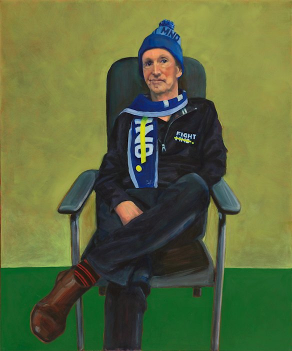 Finaliste du prix Archibald 2025, Linda Gold 'Still Standing and Fight', Oil on Canvas, 120 x 100 cm Sitter: Neale Daniher