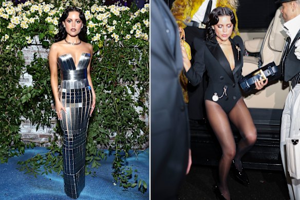 L'actrice «mercredi» Jenna Ortega à Balmain au Met Gala et après la fête.