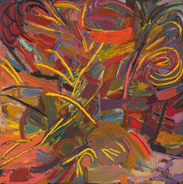 Gene A'Hern's Sky Painting, Oil and Oil Stick à bord. 240x240cm