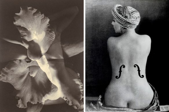 De gauche à droite, The Debussy Quartet de Max Dupain dans G, 1937, et Le Violon d'Ingres de Man Ray, 1924.