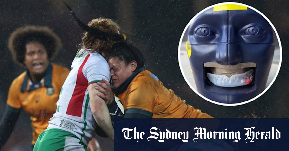 Coupe du monde féminine de rugby pour débuter la nouvelle technologie de protège-dents intelligents qui détecte les coups de tête et clignote des feux d'avertissement