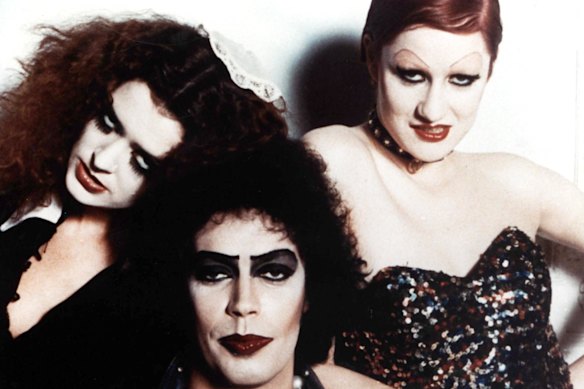 Patricia Quinn (à gauche), Nell Campbell et Tim Curry dans The Rocky Horror Picture Show.