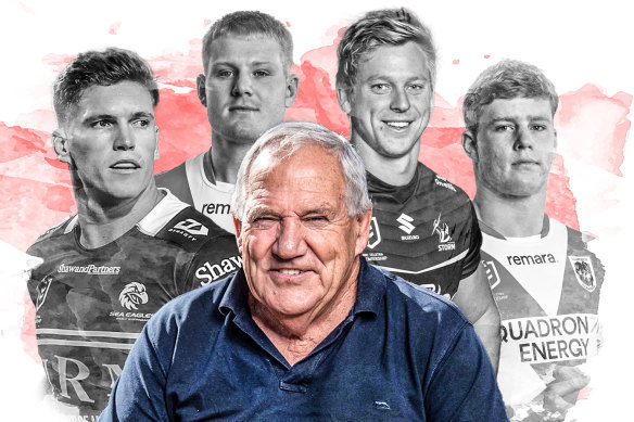 Quelque chose dans la rivière Crooked: la légende de Gerringong Mick Cronin et le talent actuel de la LNR Reuben Garrick, Dylan Egan, Tyran Wishart et Hamish Stewart.