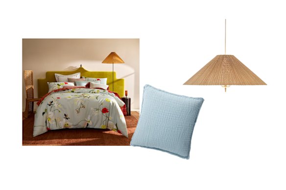 Couverture de courtepointe «Kiari»; Couverture de coussin; «1972 ″ Pendant Light.  