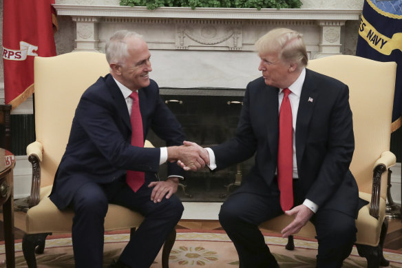 Malcolm Turnbull avec Donald Trump à la Maison Blanche en février 2018.