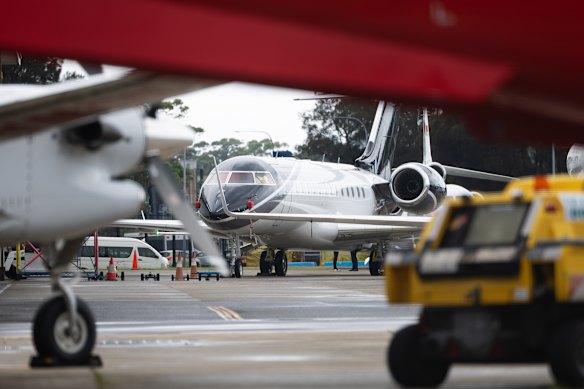 Le jet privé de Florance, garé à l'aéroport de Sydney plus tôt cette année.