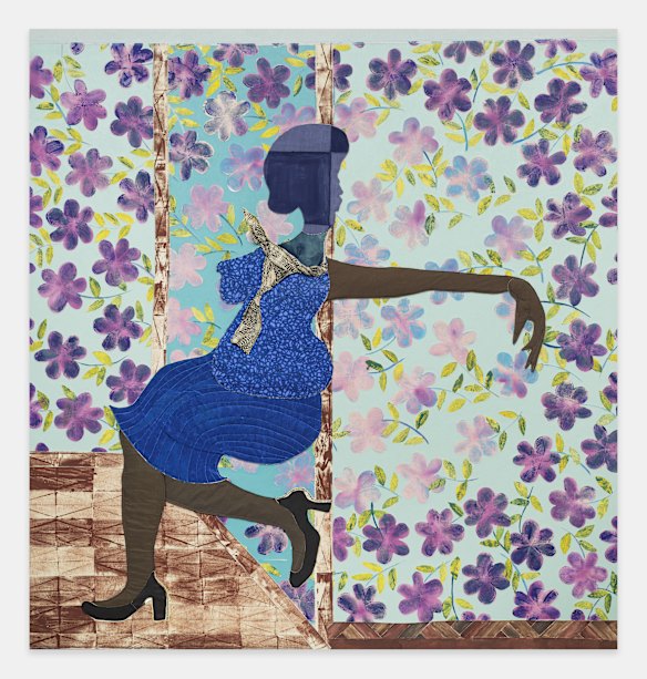 Tschabalala self, femme bleue, 2025.