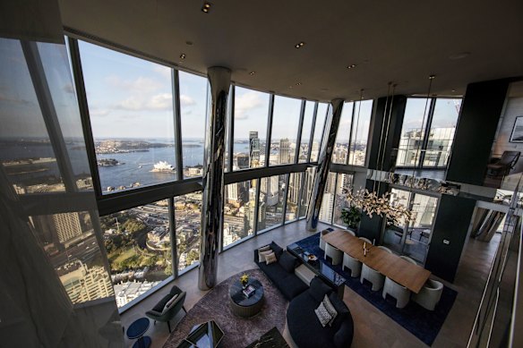 Vues du penthouse dans One Barangaroo Crown Residences.