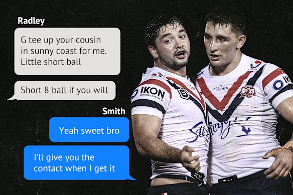 Brandon Smith, Victor Radley et un échange de texte présumé entre la paire.