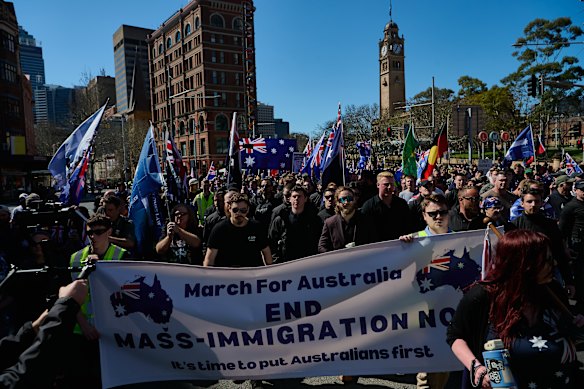 Le rallye anti-immigration à Sydney dimanche dernier.
