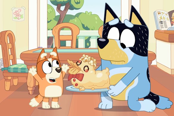 Bandit récupère son gâteau de canard sans tête sur Bluey.
