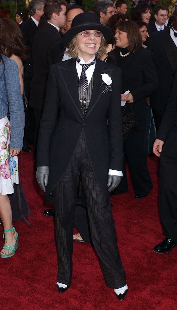 Diane Keaton sur le tapis rouge des Oscars en 2004 en Ralph Lauren.